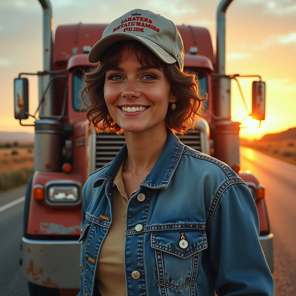 Confident Truck Driver in American Realism Style