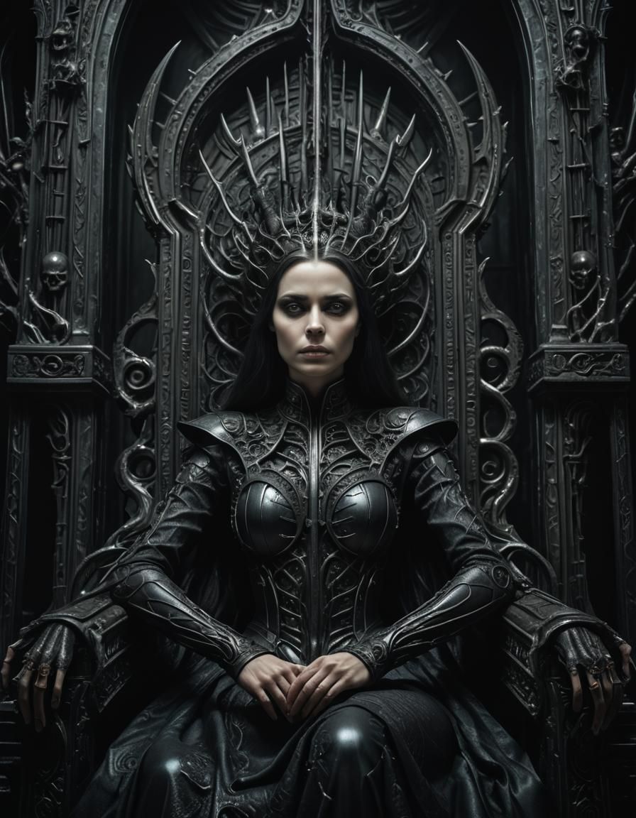 Gothic Surrealism: Woman on Biomechanical Throne