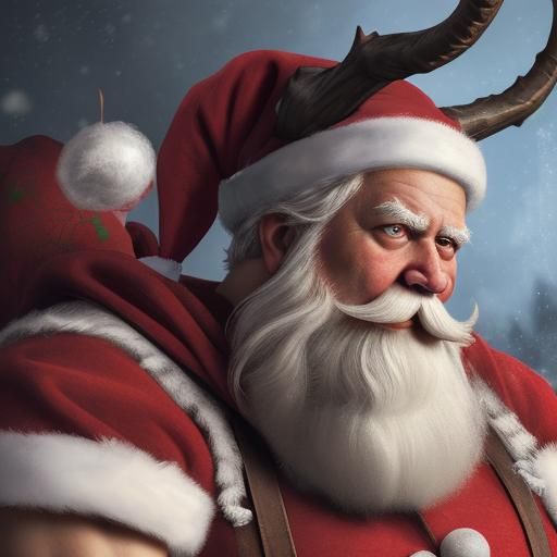 Hyperrealistic Santa Claus and Krampus Concept Art