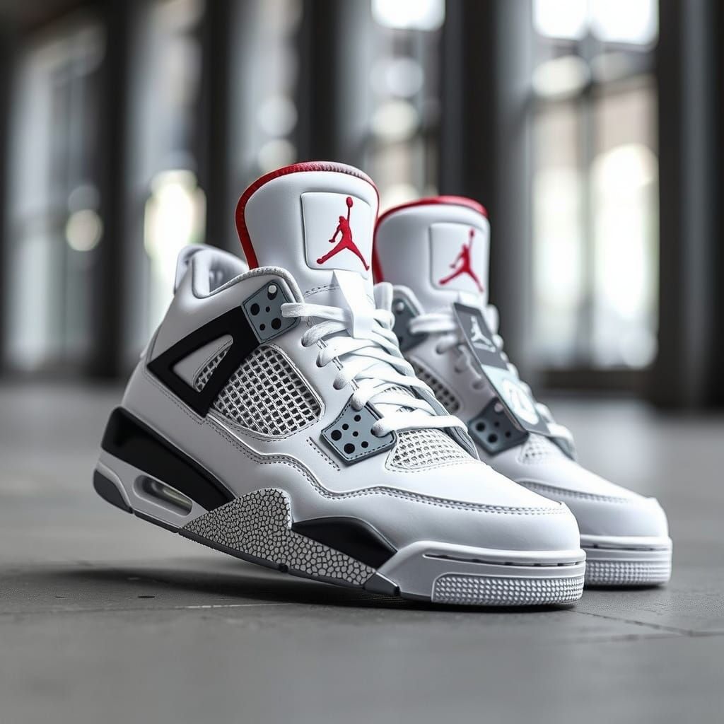 Iconic Jordan 4 White Cement Sneaker Design