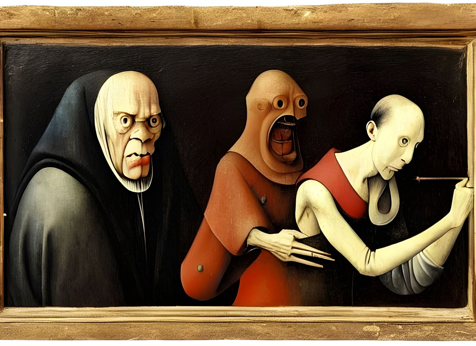 Portrait of Arguing Couple in Bosch Style