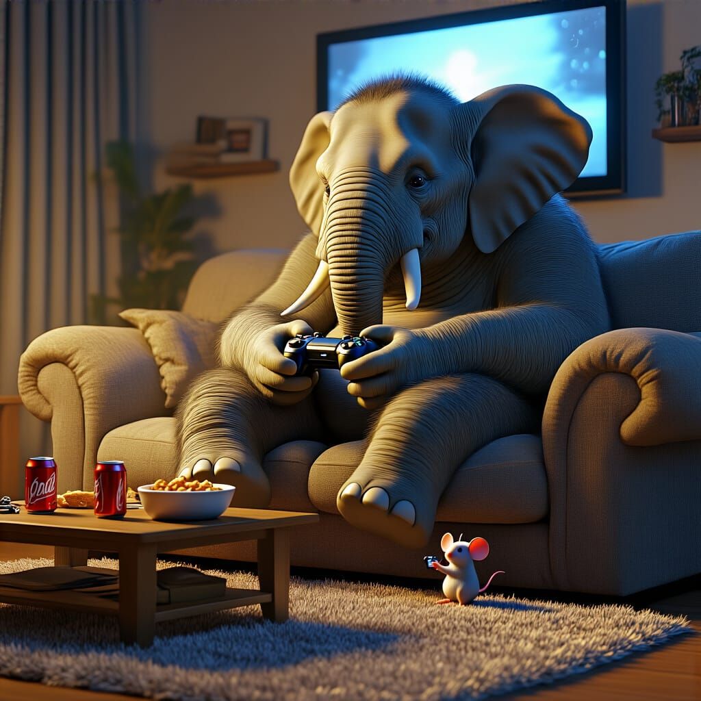Gentle Giant Elephant Plays Games with Tiny Mouse
