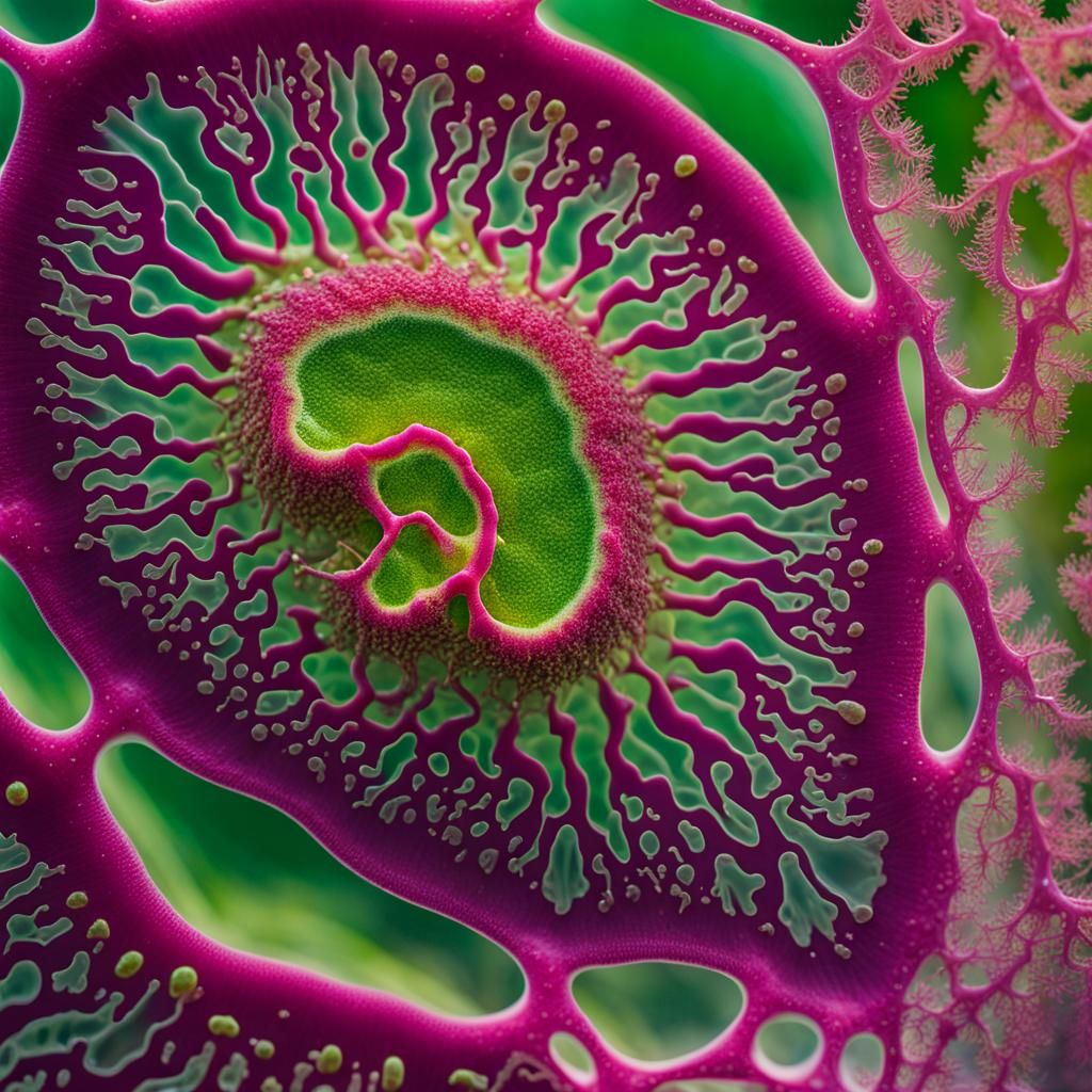 Gorgeous Pink and Green Amoeba Microphotography