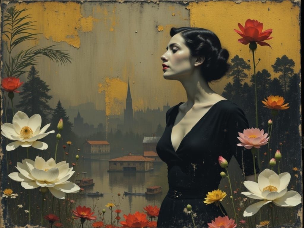 Art Deco Nightclub Singer in Impasto Style