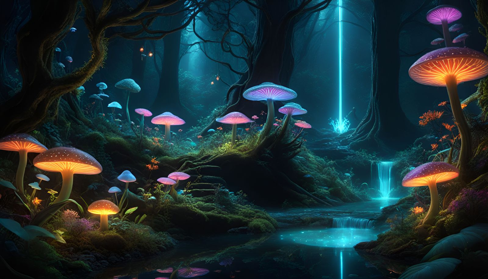 Bioluminescent Fantasy Forest in 3D