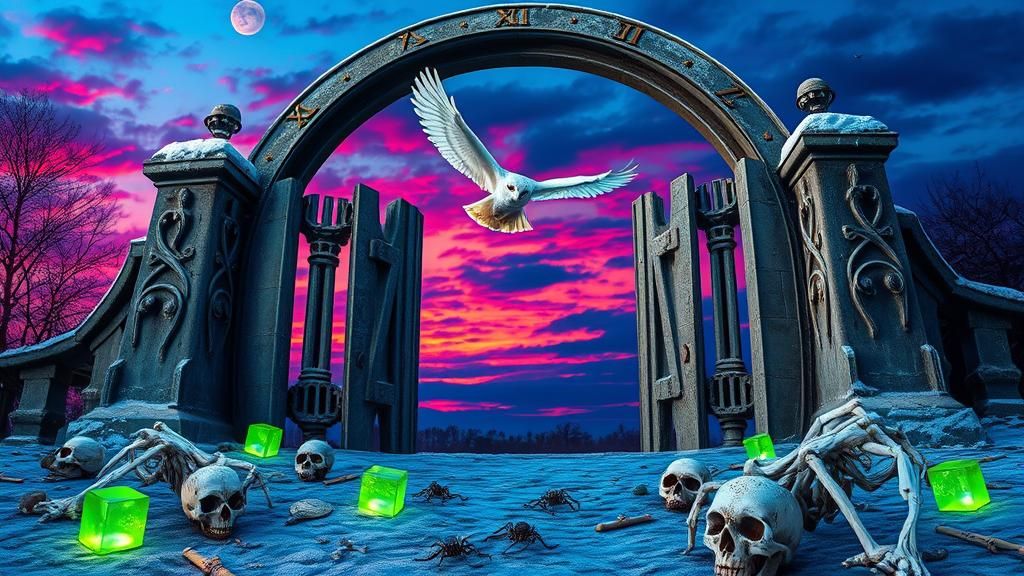 Majestic Snowy Owl in Twilight Clock Gate
