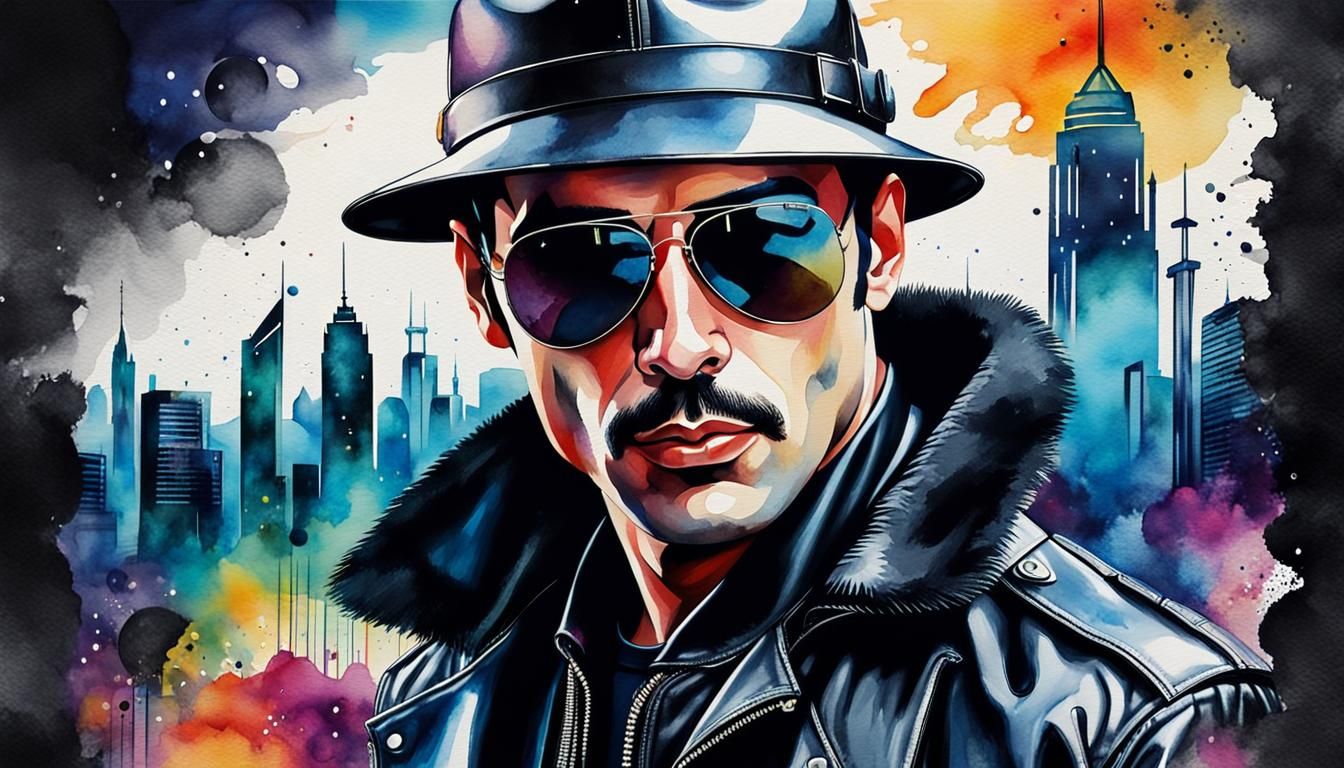 Freddie Mercury Pop Art Portrait in Watercolor