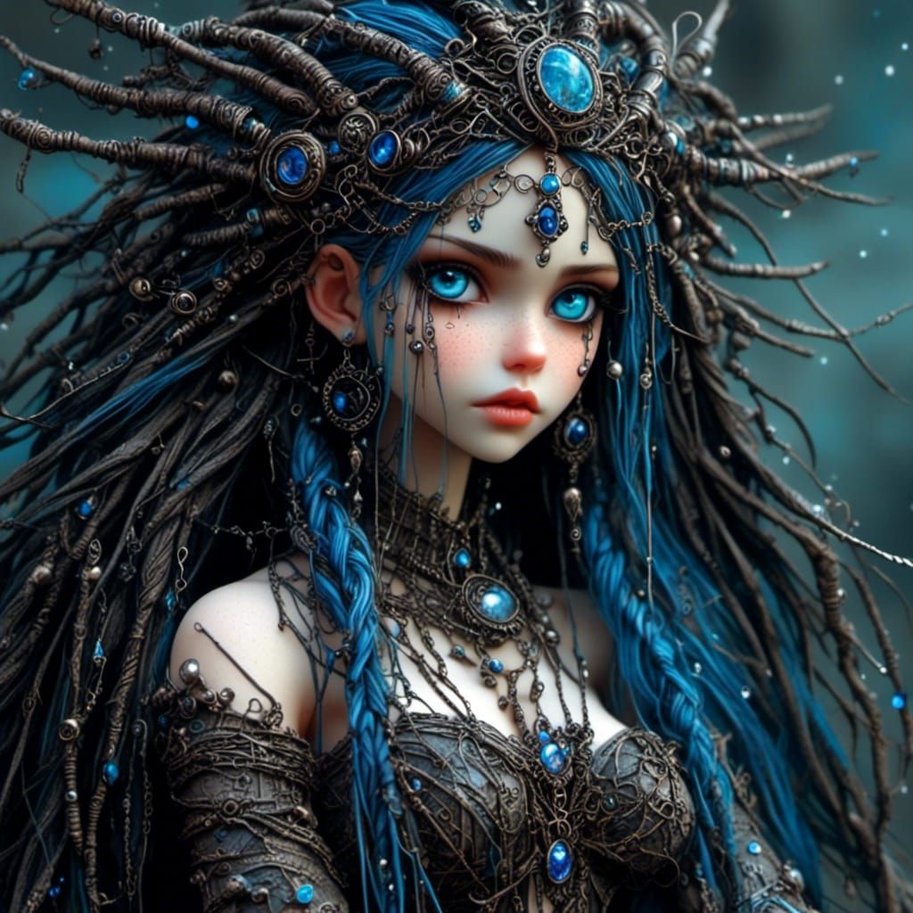 Ethereal Biopunk Queen in Fantasy World