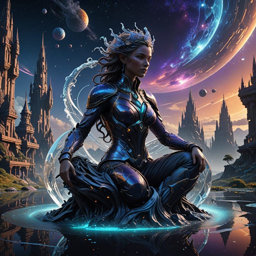 Crystal Oracle in a Futuristic Galaxy
