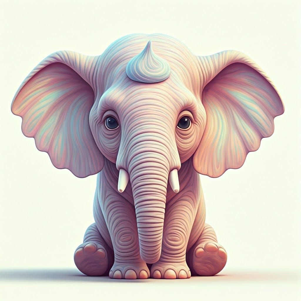 Cotton Candy Elephant in Dreamy Cinematic Style