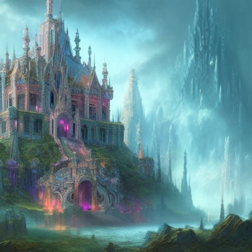 Gorgeous Crystal Castle Fantasy Concept Art