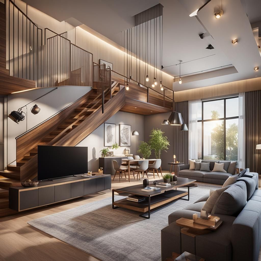 Luxury Living Room Interior with Natural Lighting