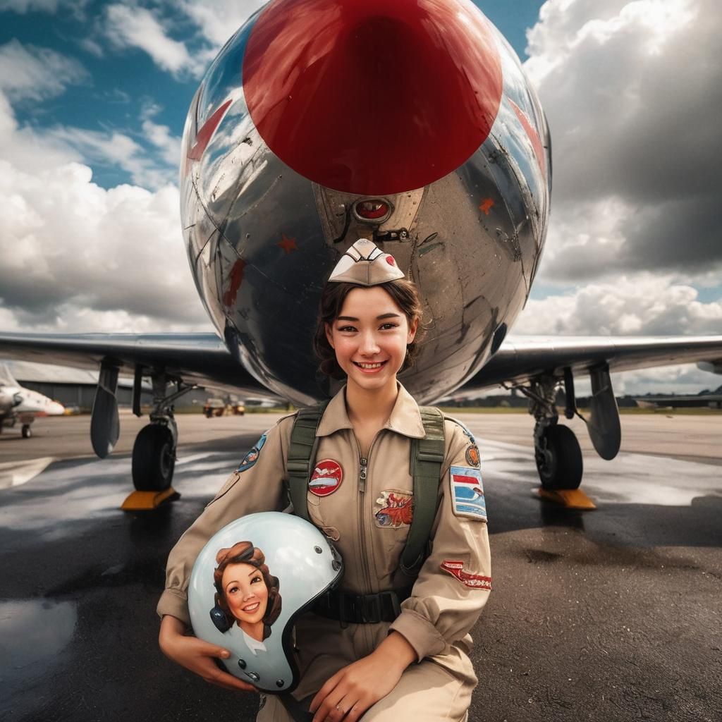 Gorgeous RAF Pilot in Candy Art Style