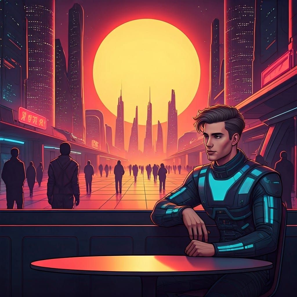 Retro-Futuristic Coffee Break on Alien Planet