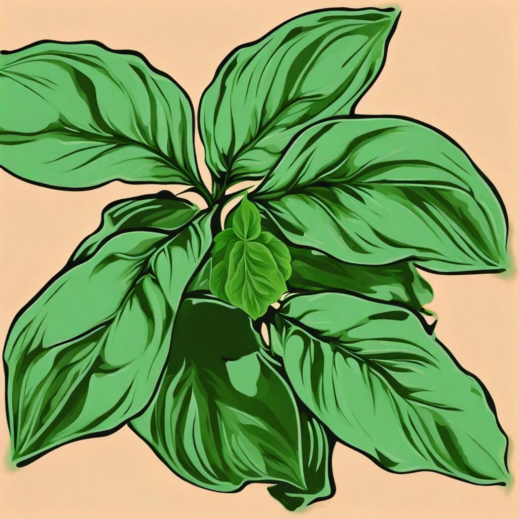 Abstract Basil Plant in Complementary Colors