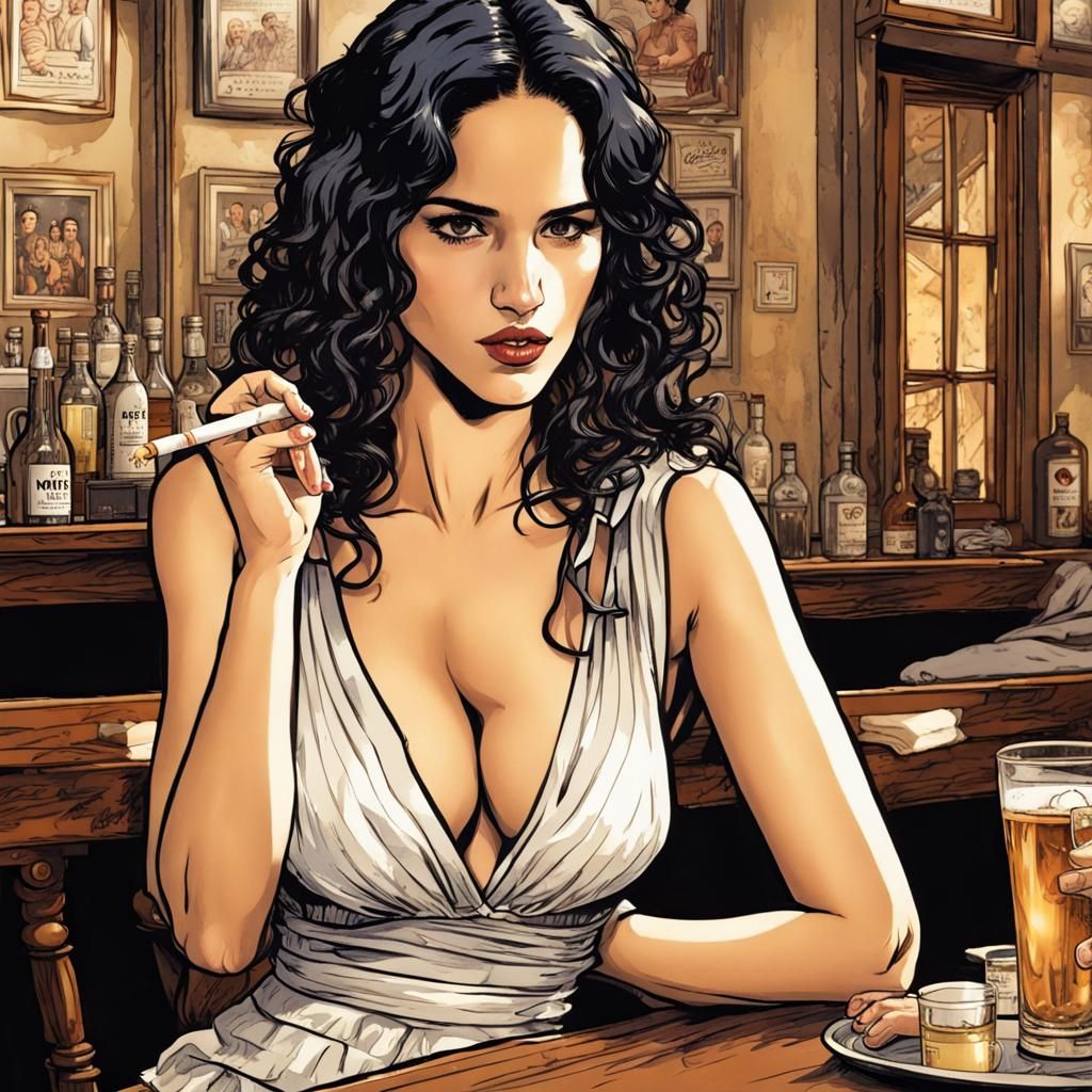 Tavern Flirt: Dark Fantasy Comic Book Illustration
