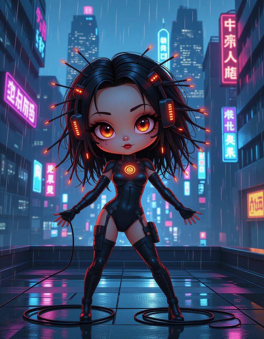 Cyborg Anime Girl in Atomic Punk City