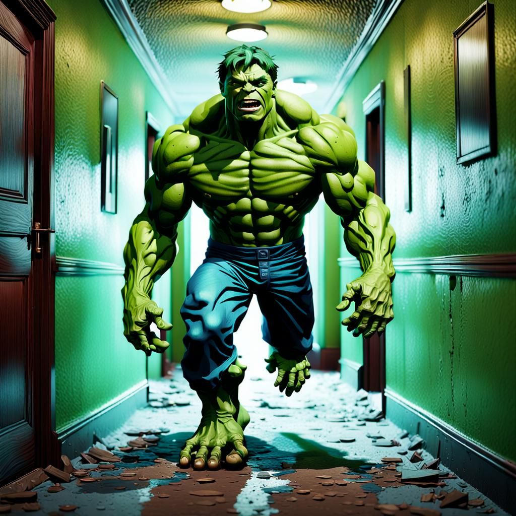 Bill bixby David Banner eyes turning green morphing into the incredible hulk