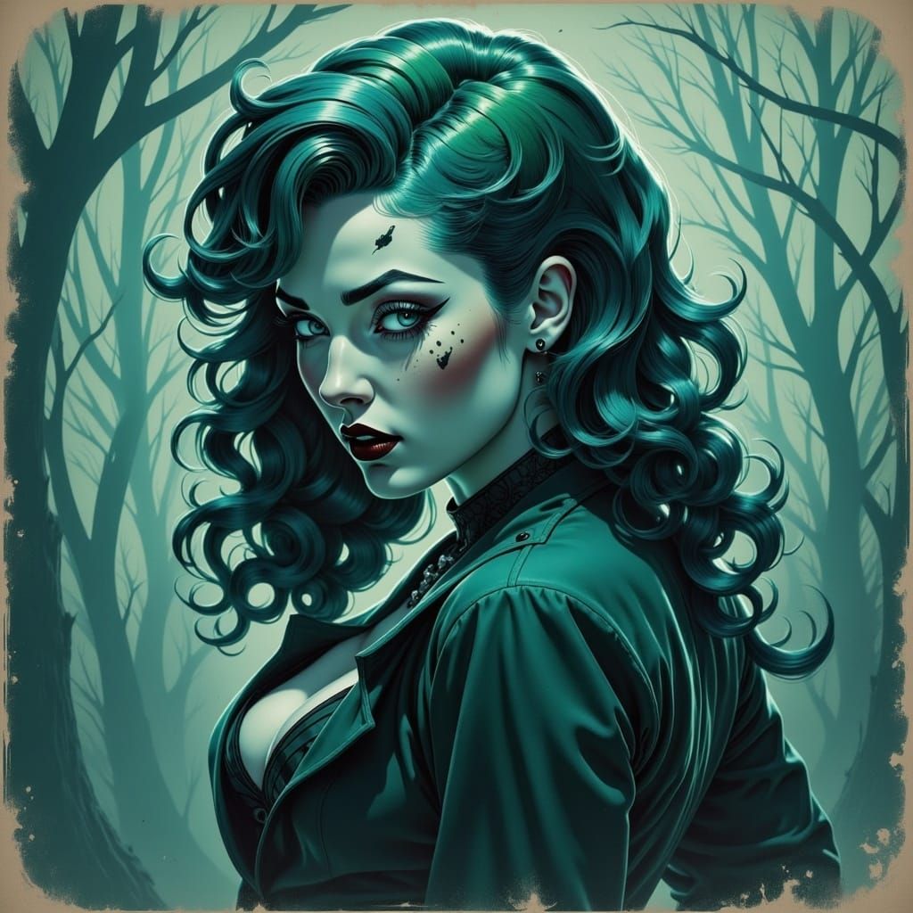 Gothic Grim Reaper Portrait in Creepy Graveyard