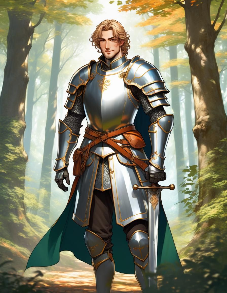 Handsome Paladin in Forest, Anime Key Visual
