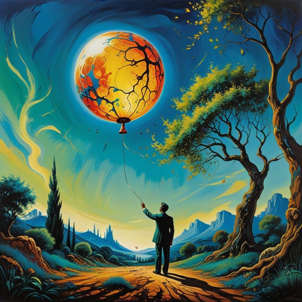 Surreal Summer Park Scene with Lava Lamp Tree and Tarantula ...