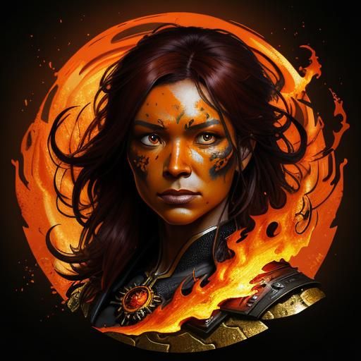 Burning Skull in Fire and Lava: Hyperdetailed Art