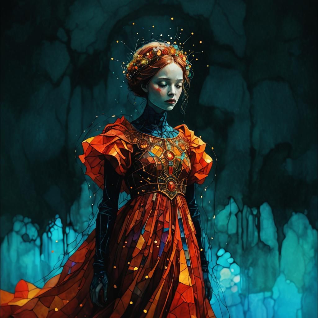 Vibrant Stained Glass Art Brut Illustration