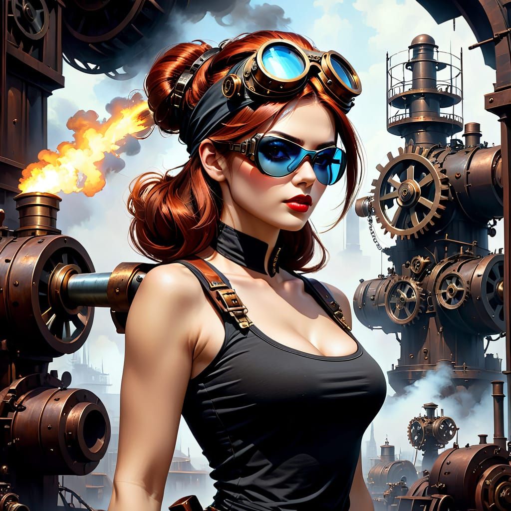 Steampunk Goddess Forges Industrial Beauty
