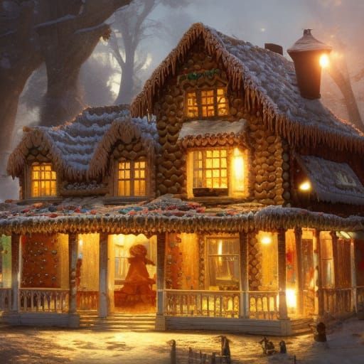 Delicious Gingerbread House Concept Art in Art Nouveau Style