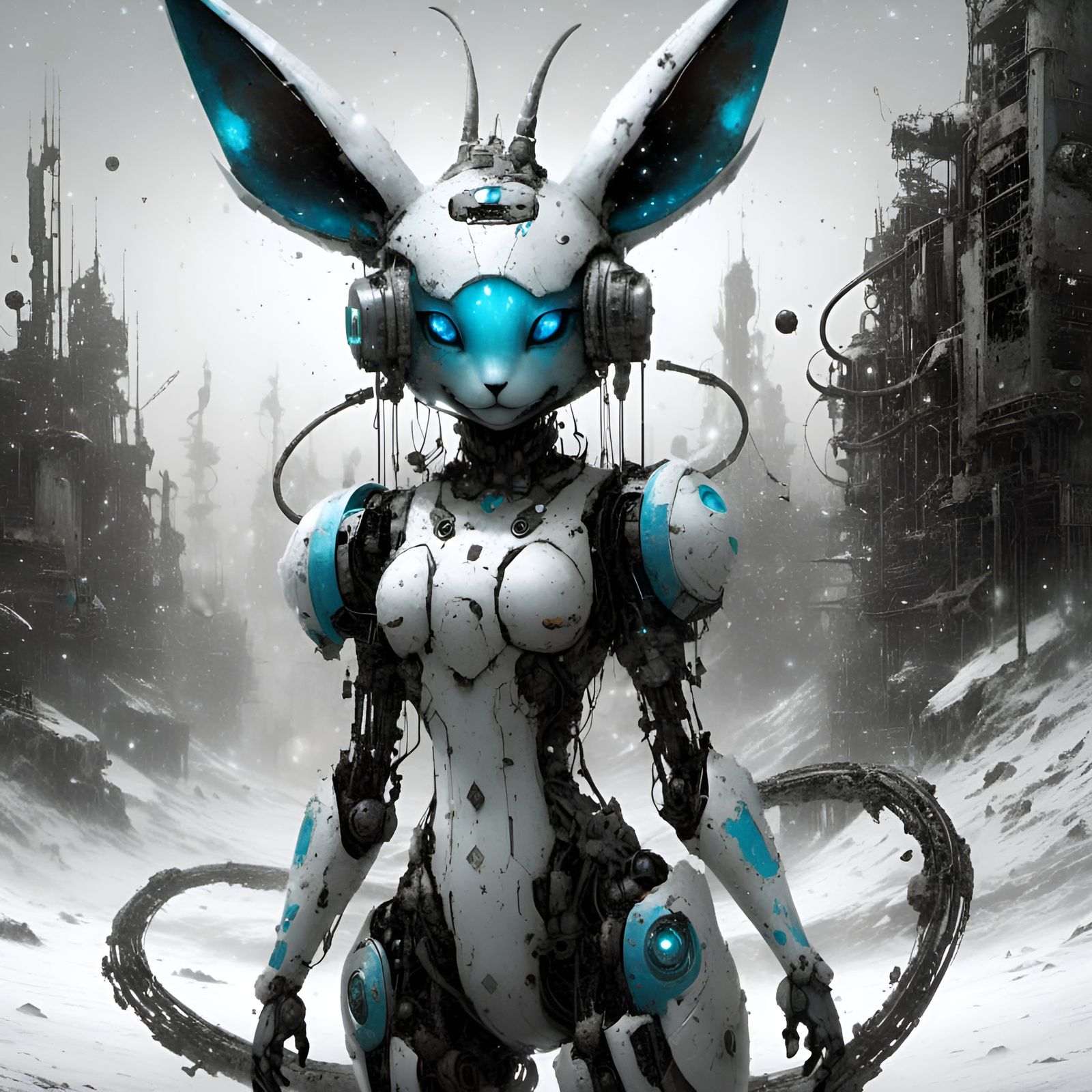 Glaceon Robot Monster in Frosted Wastelands