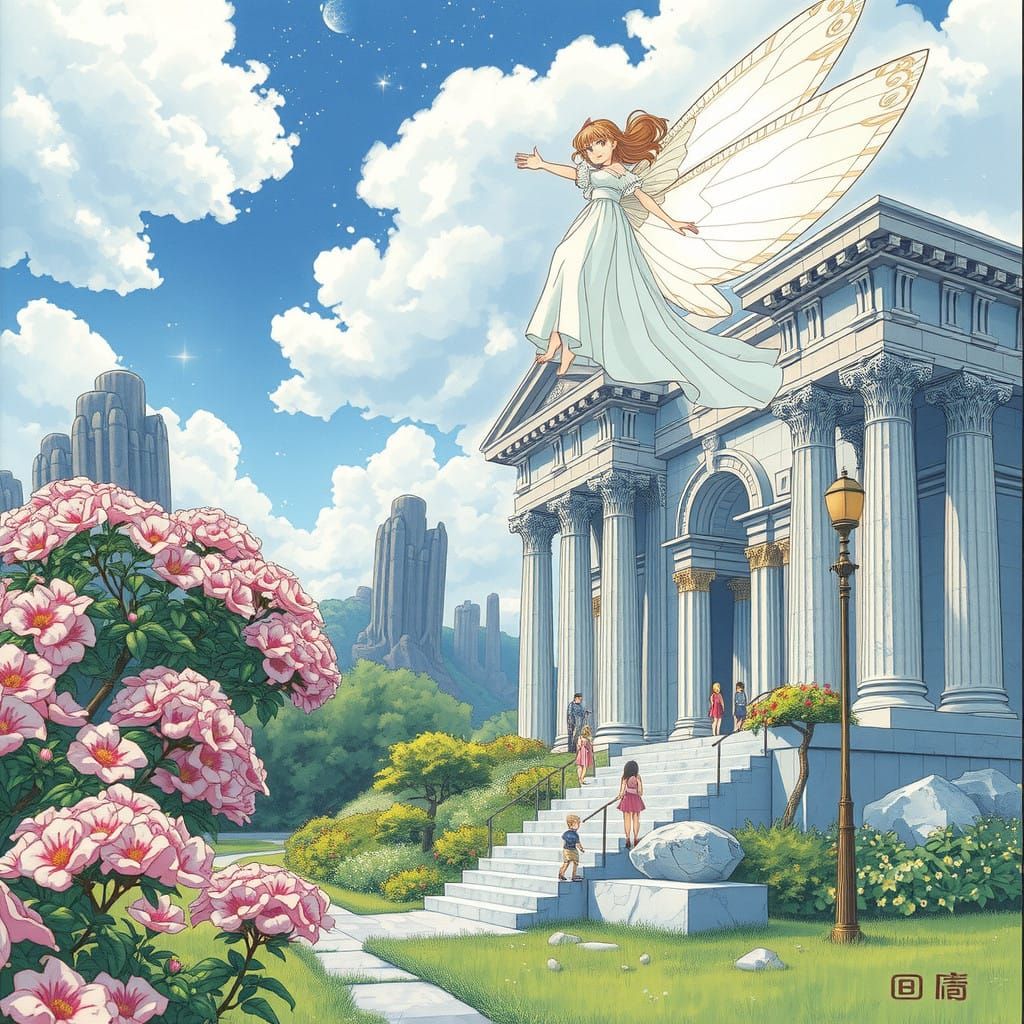 Ethereal Fairy Goddess Amidst Ancient Ruins in a Hyperdetail...