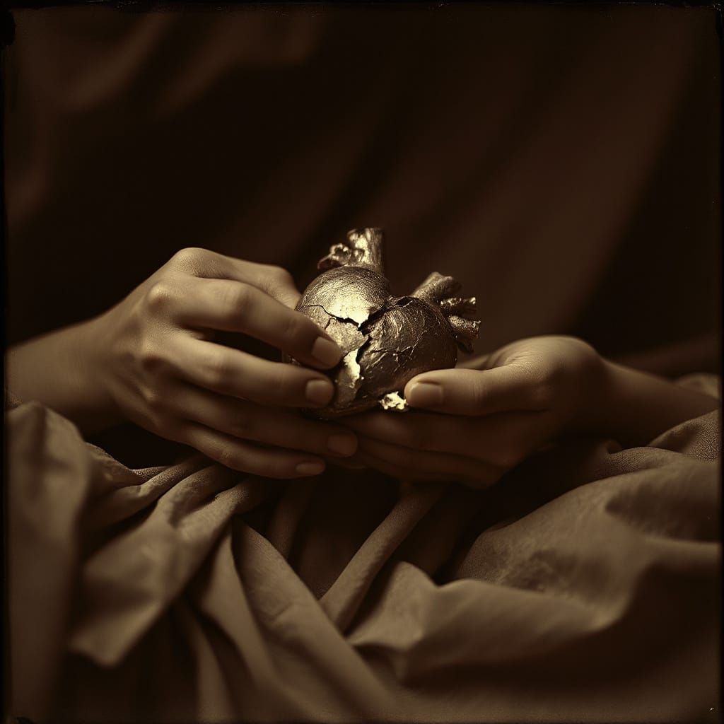 Melancholy Broken Heart in Chocolate Tones, Romanticism