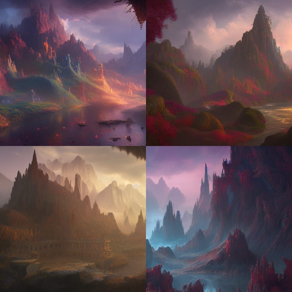 Fantastical Matte Painting with Deep Color in 8K