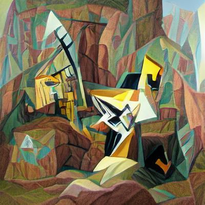 Abstract Cubist Mountain Range in Wilderness