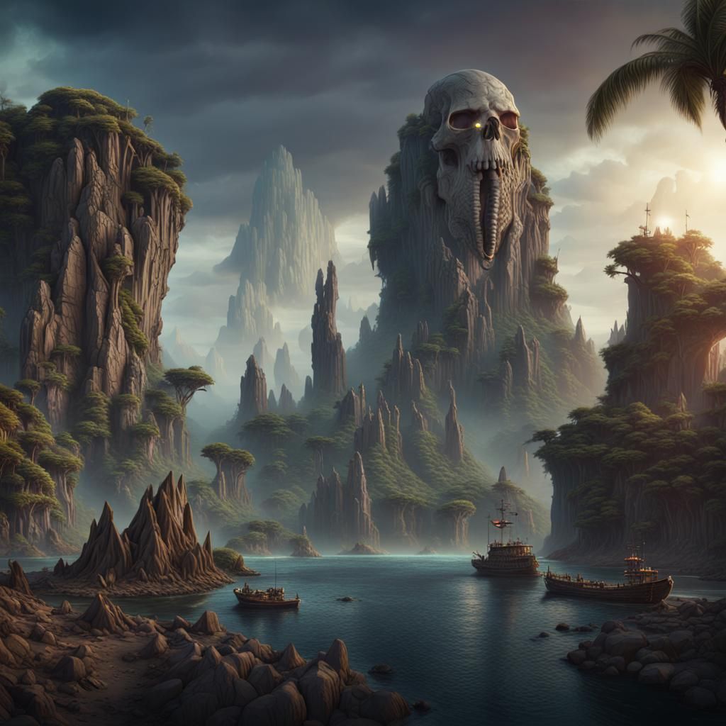 Detailed Skull Island Concept Art in Deep Color