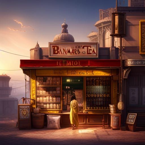 The Banaras Lemon Tea Storefront: Detailed Matte Painting