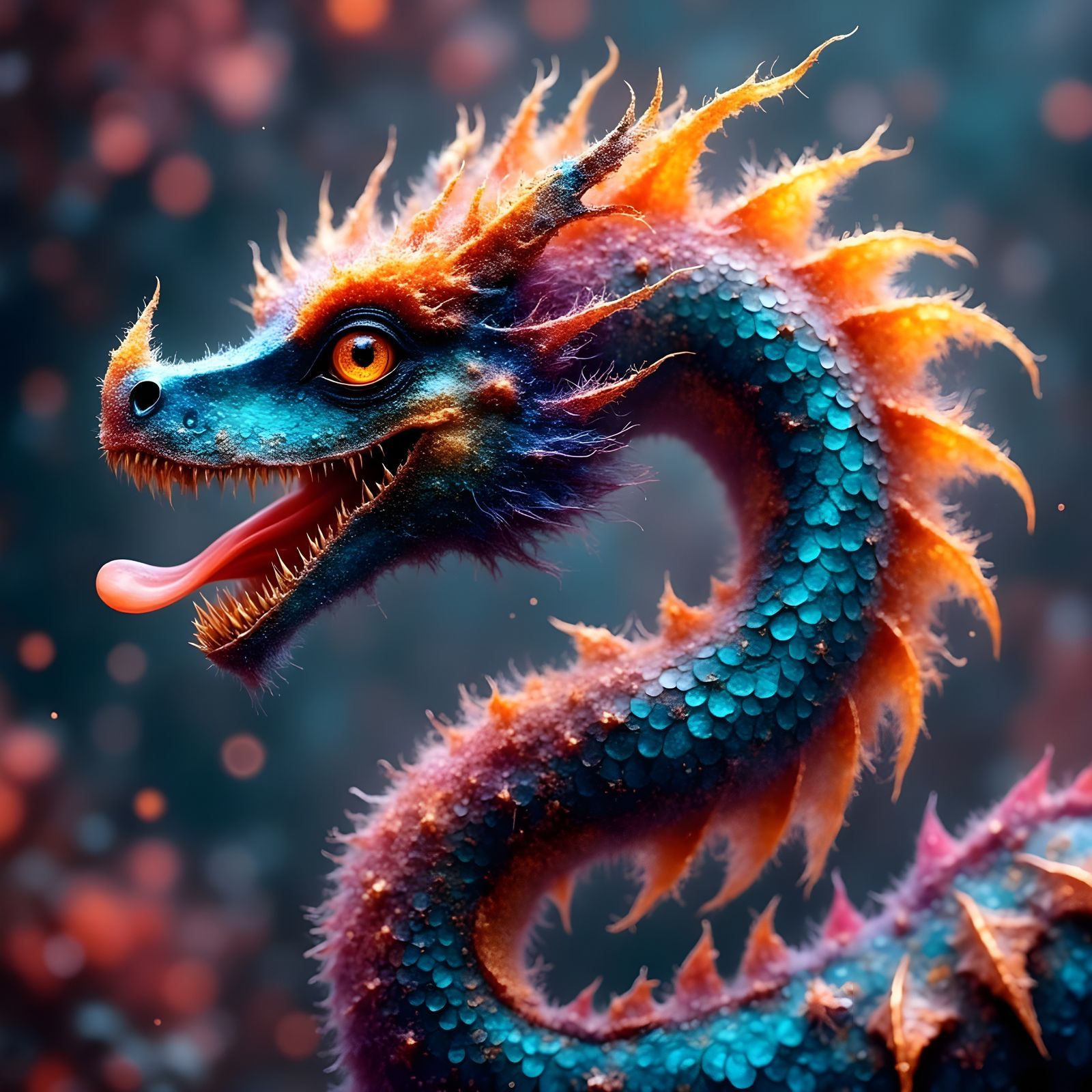 Ethereal Obsidian Dragon with Rainbow Scales