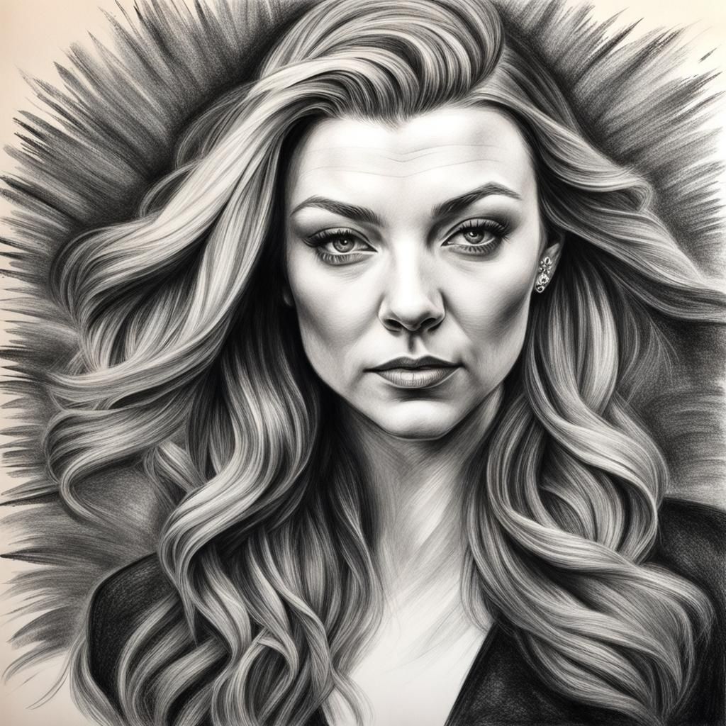 Hyperdetailed Charcoal Drawing of Natalie Dormer