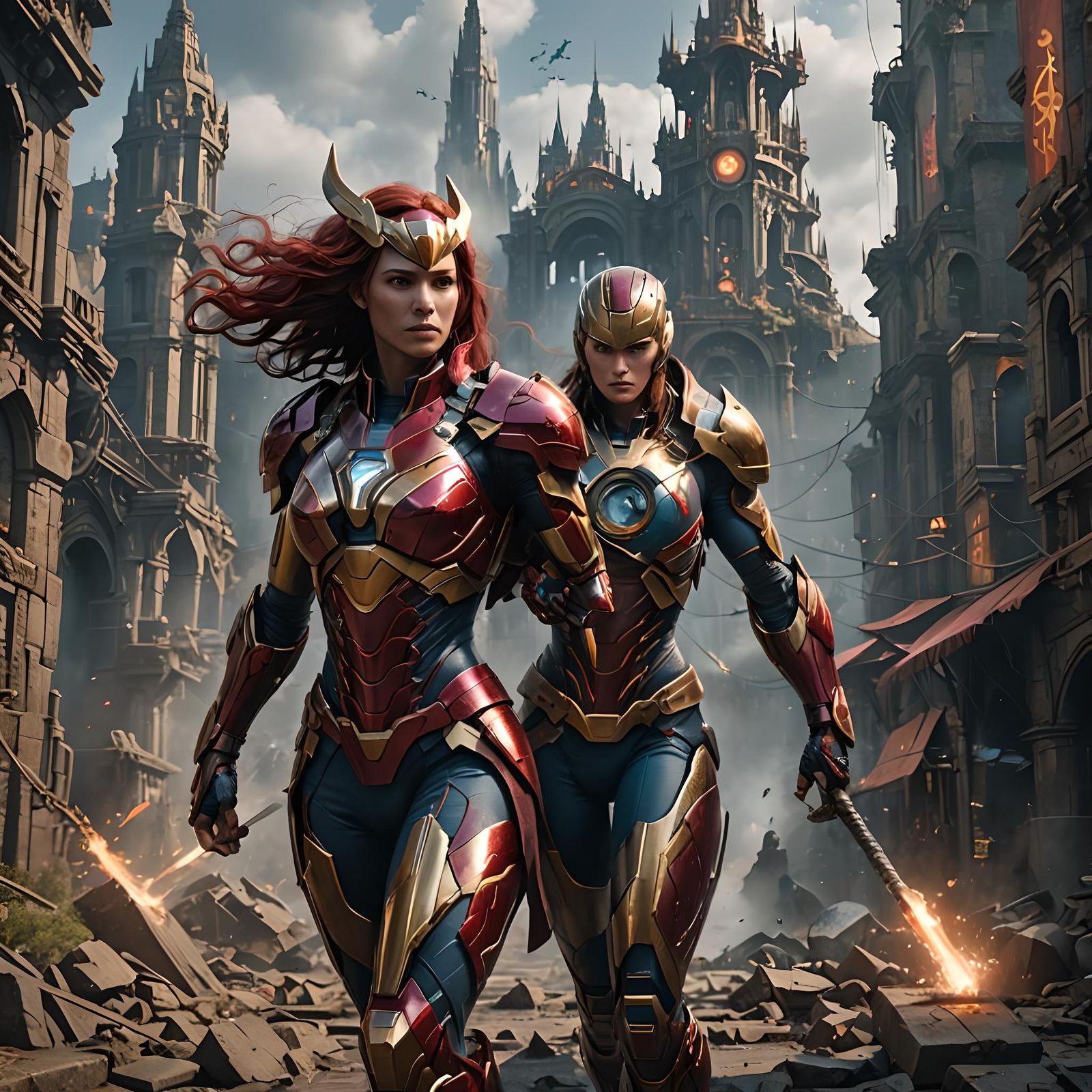 Detailed Matte Painting of a Female Cyborg