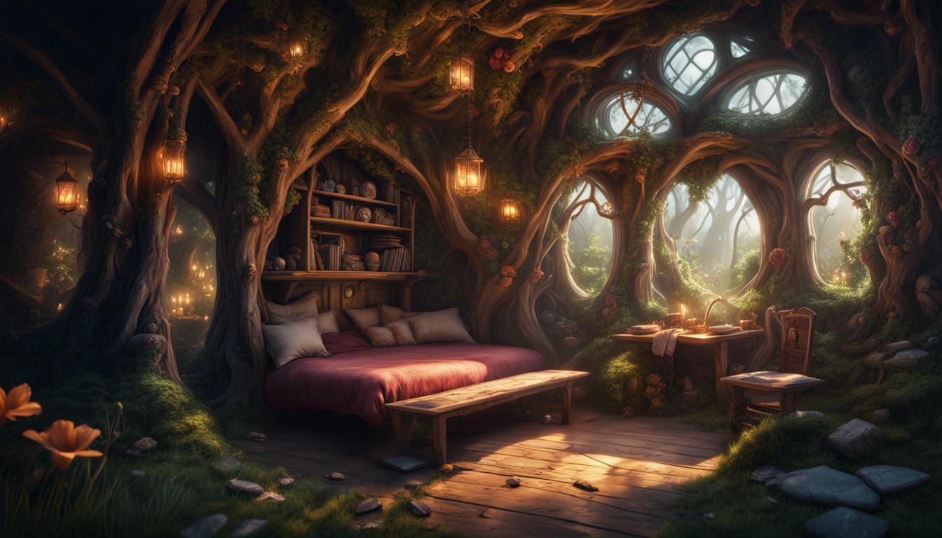 Inside a Fairy House: Detailed Matte Painting