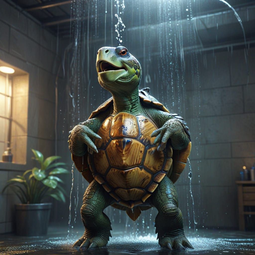 Singing Turtle in Shower: Anime Style