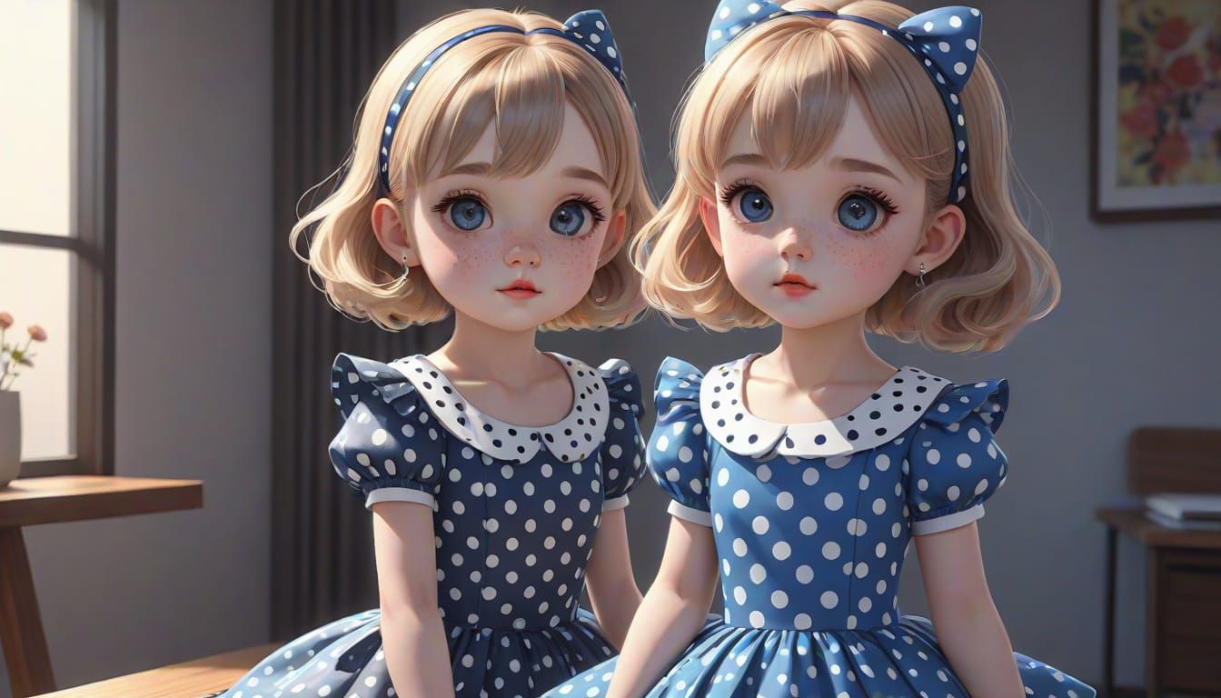 Anime Style Cartoon Girl Applying Makeup