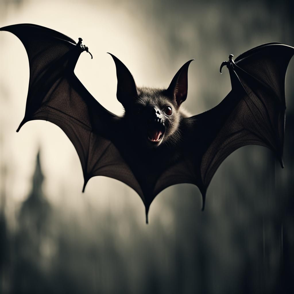 Horror Bat in Dark, Spine-Chilling Photography