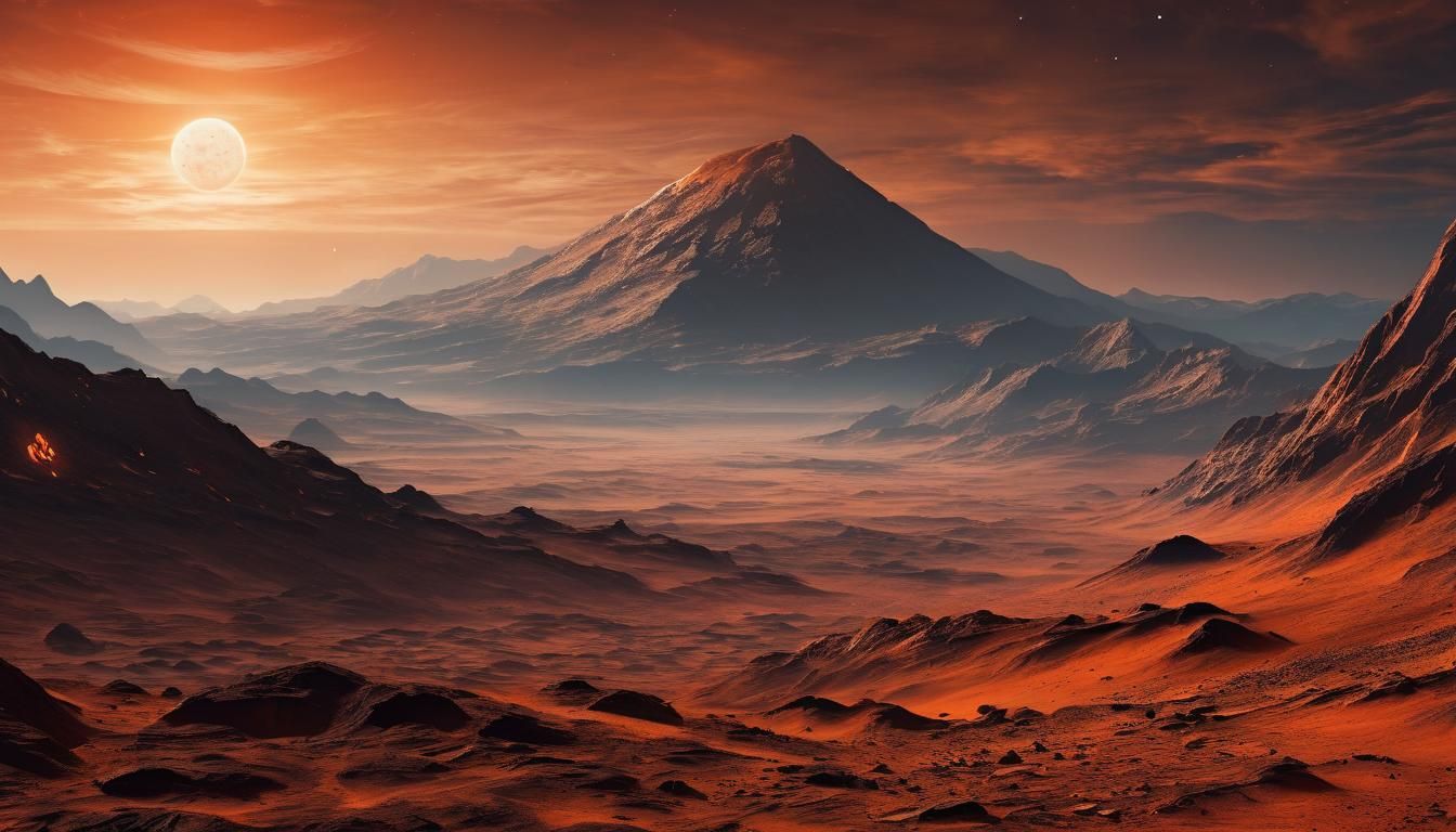 Proxima Centauri Planet Artwork with Orange Atmosphere