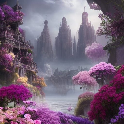 Epic Eternal Flower in a Digital Matte Painting