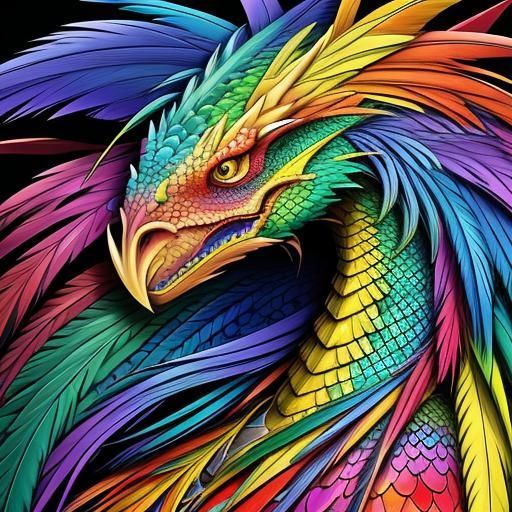 Rainbow Dragon Scale Woman in Abstract Art