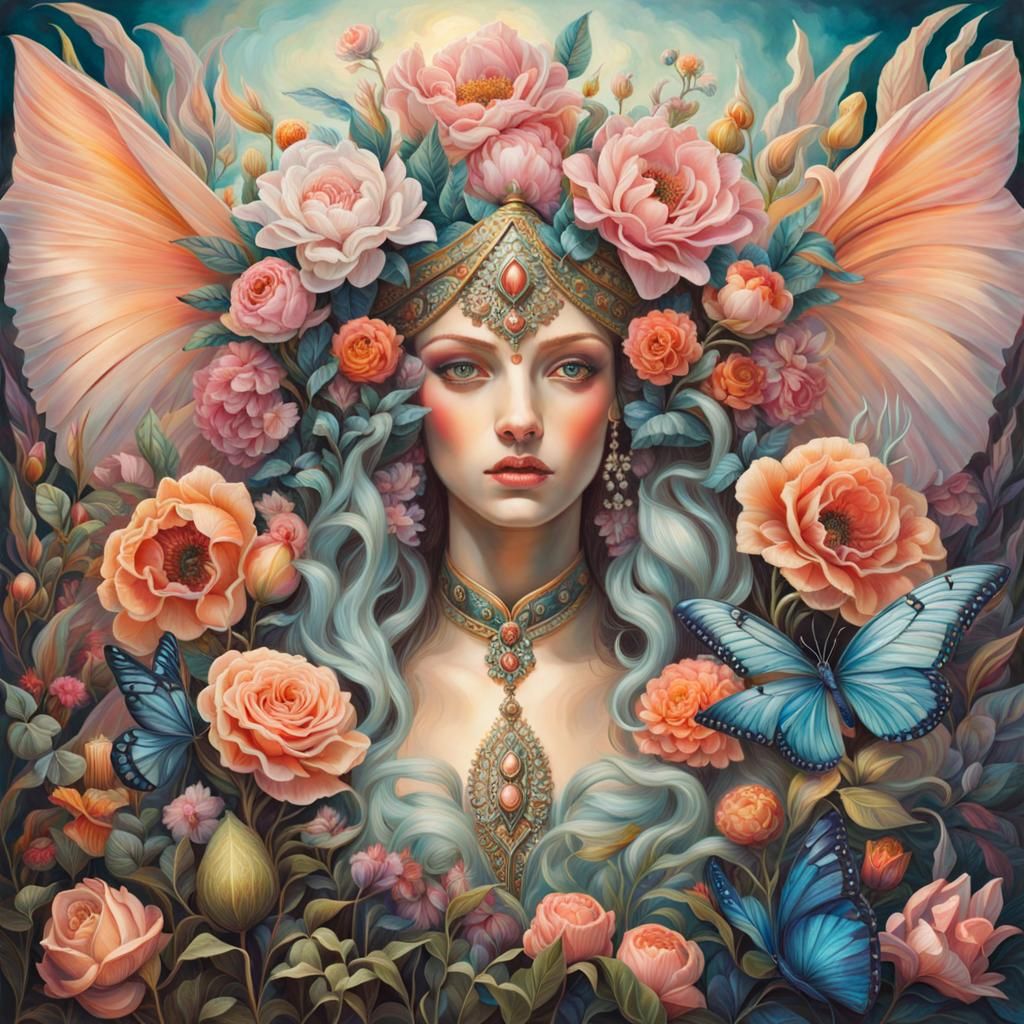 Pastel Masquerade Portrait in Hyperdetailed Fantasy Style