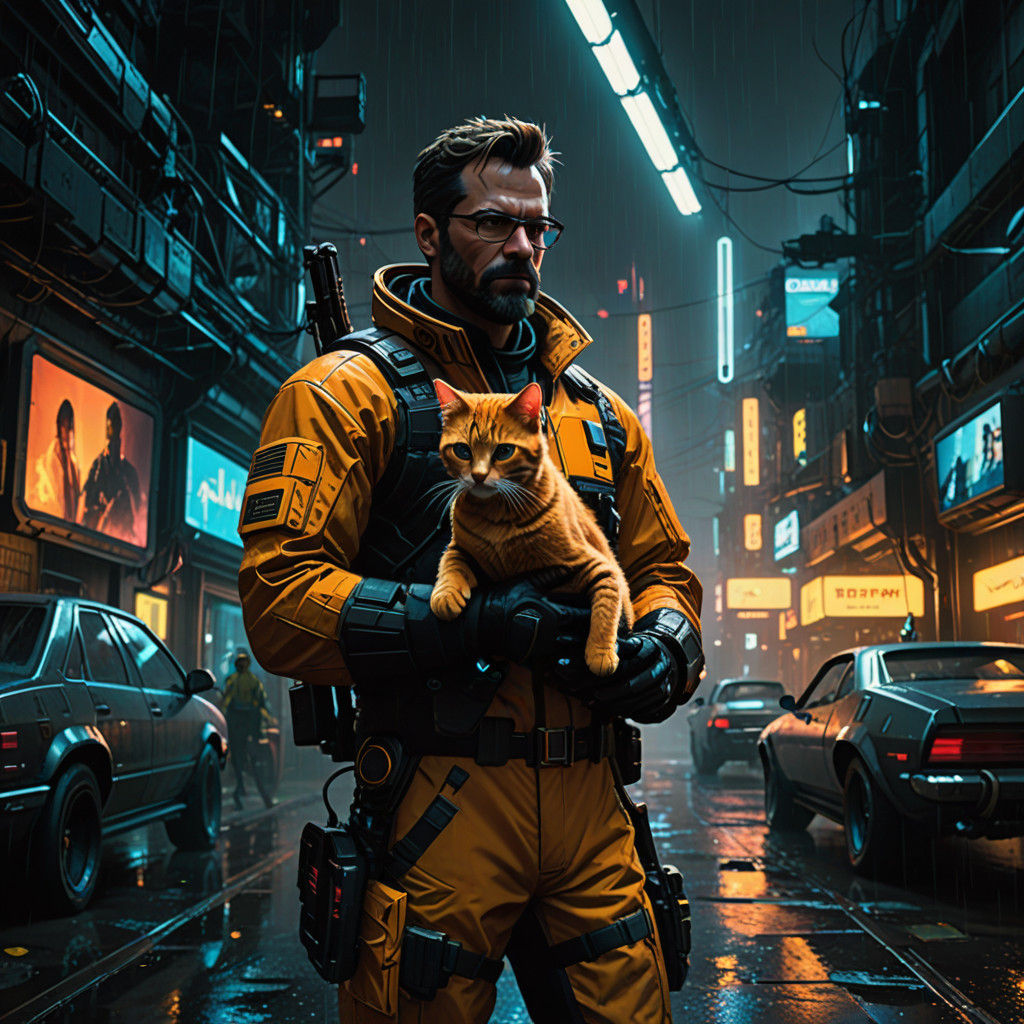 Gordon Freeman holding a cat
