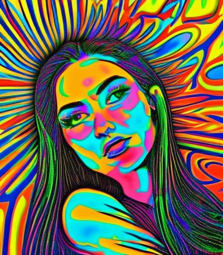 Psychedelic Portrait of a Beautiful Woman