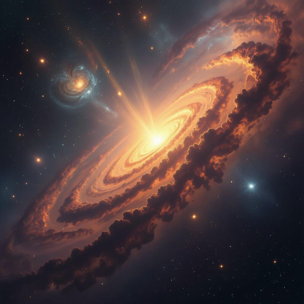 Epic Cinematic Universe with Swirling Galaxies and Stars